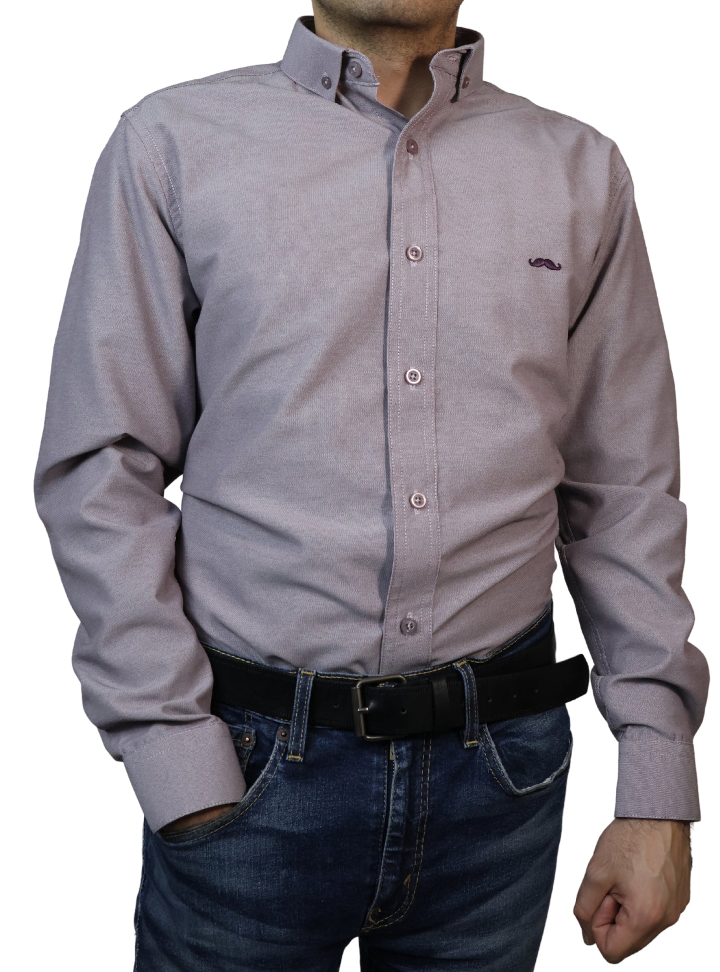 Camisa slim fit - Púrpura liso