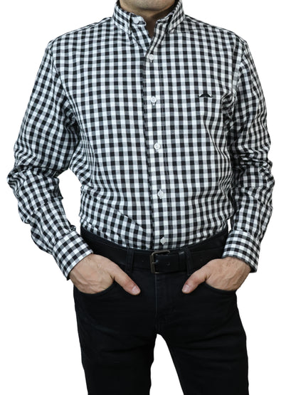 Camisa slim fit - Cuadro negro