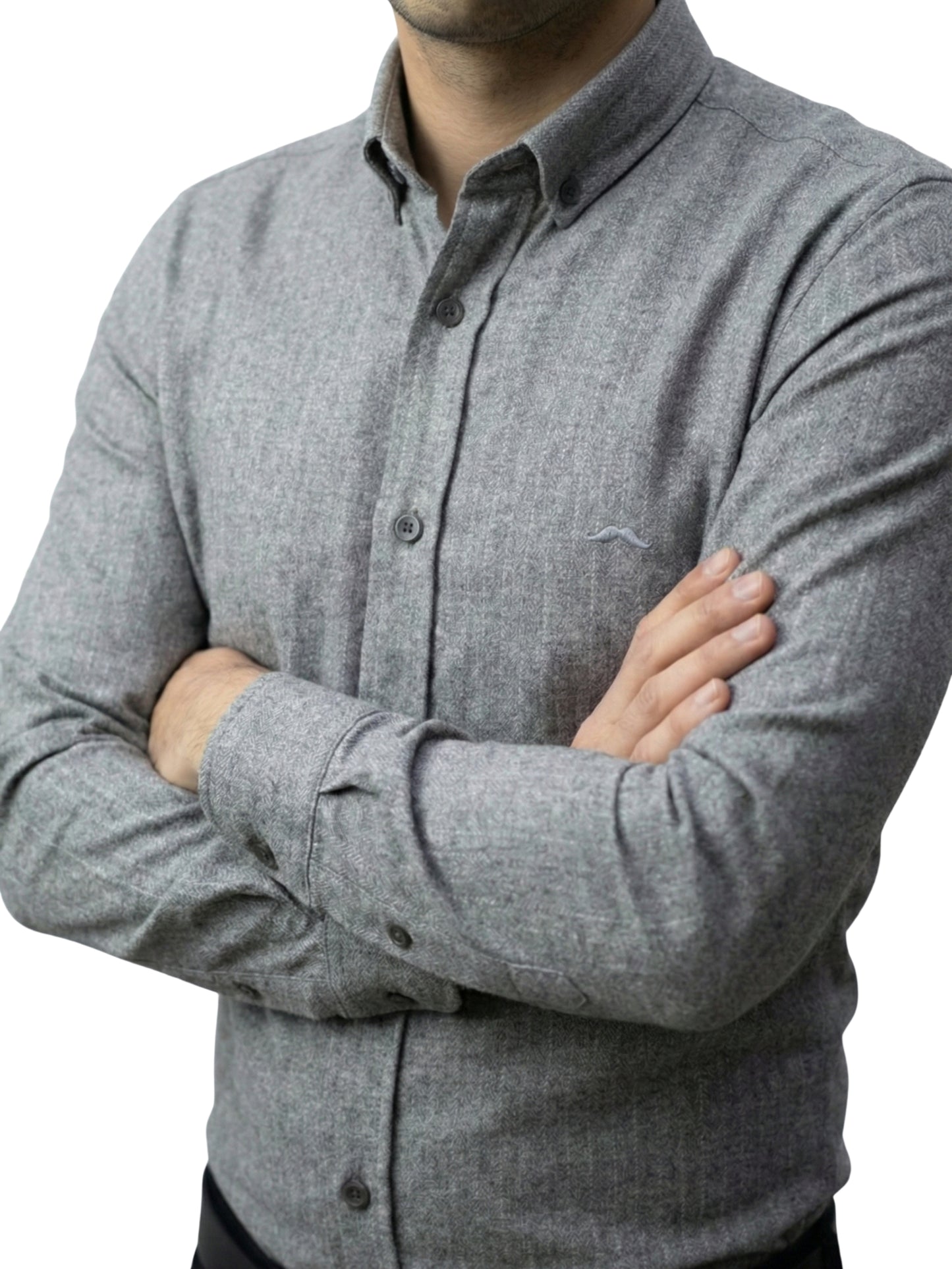 Camisa de lana slim fit - Gris rayas