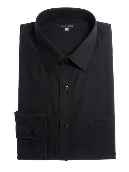 Camisa corte regular - Negro liso