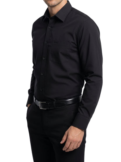 Camisa corte regular - Negro liso