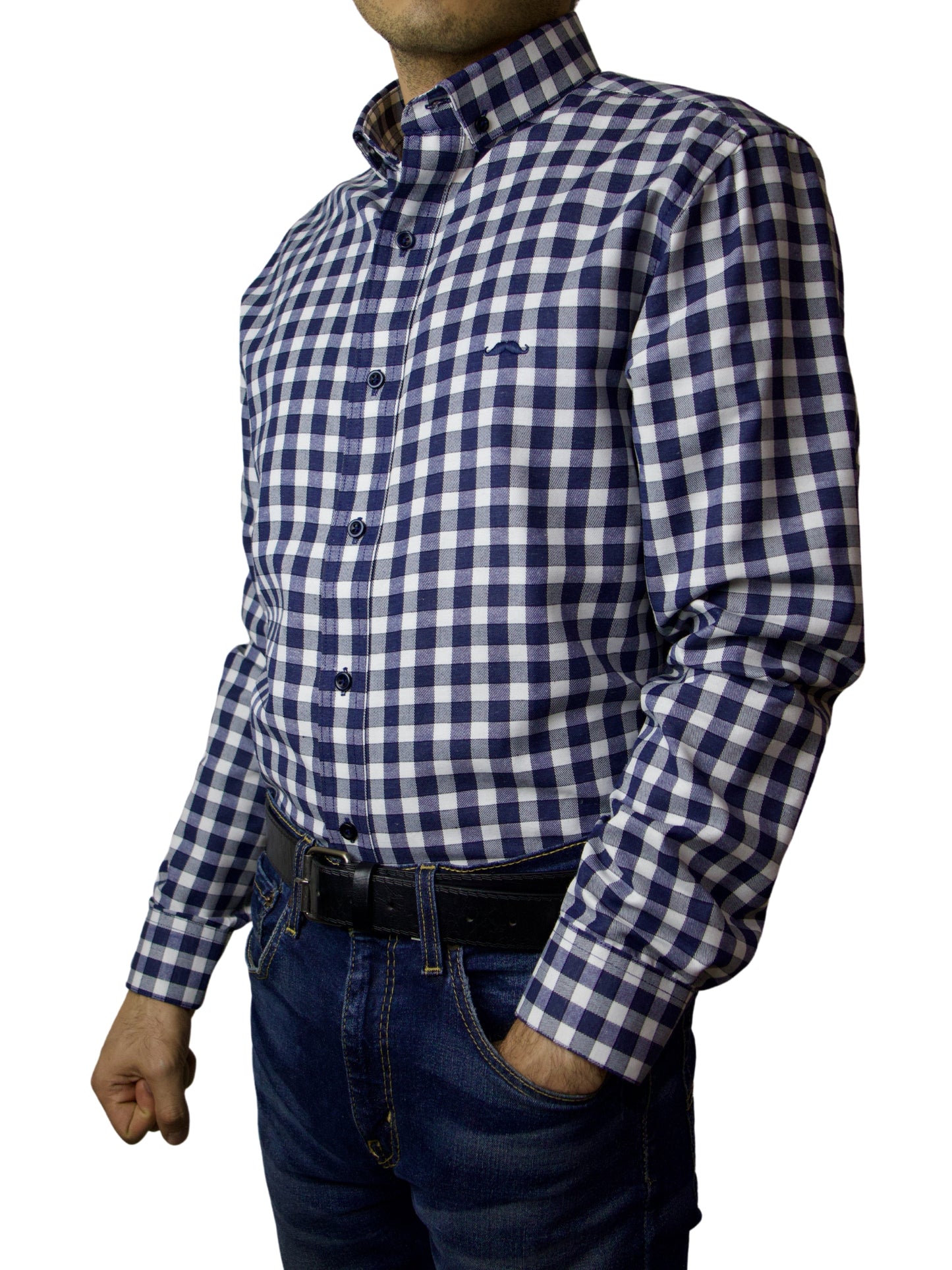 Camisa slim fit - Cuadro grande marino