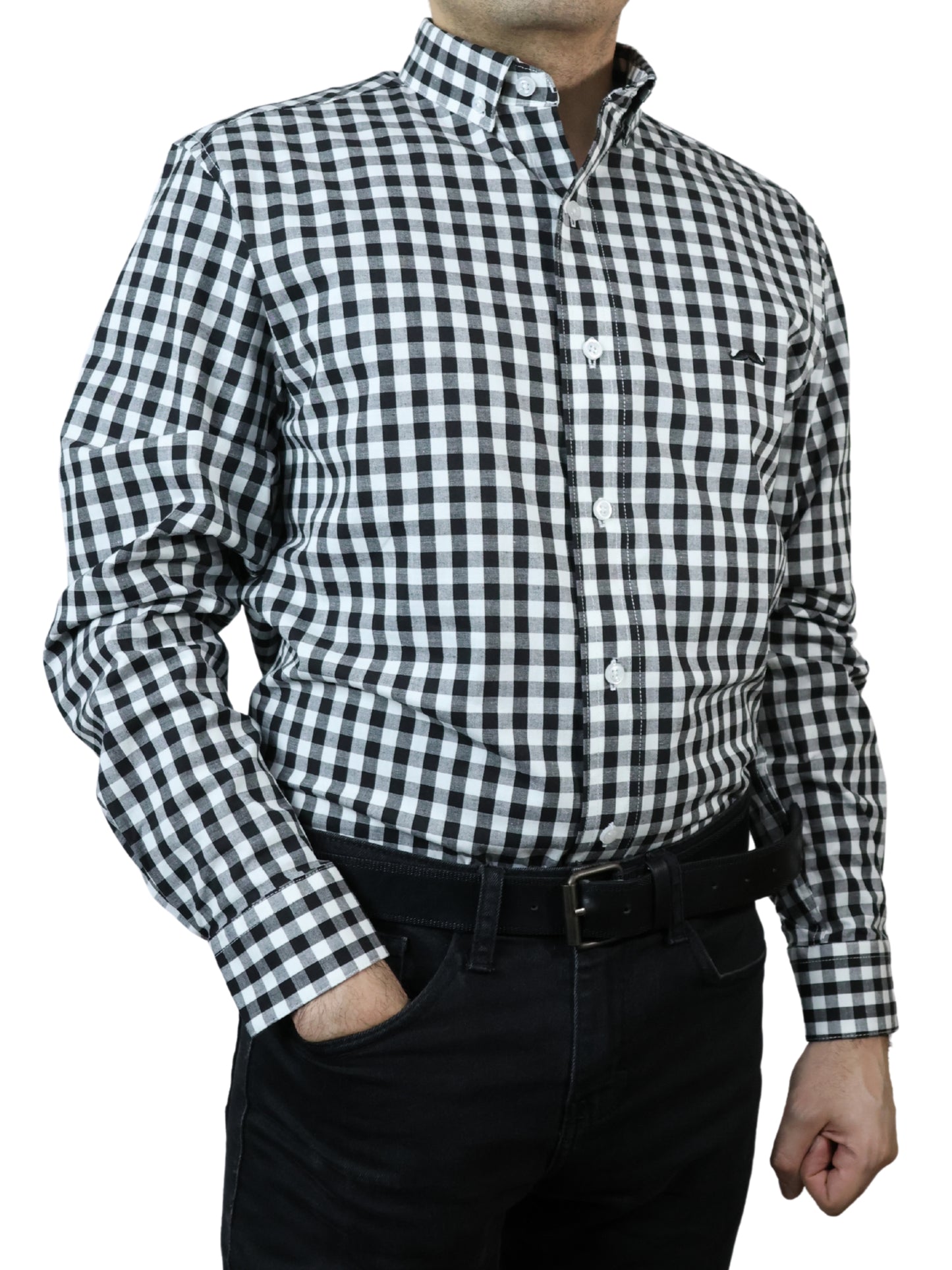 Camisa slim fit - Cuadro negro