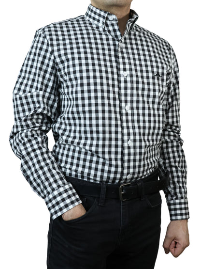 Camisa slim fit - Cuadro negro