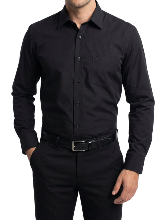 Camisa corte regular - Negro liso