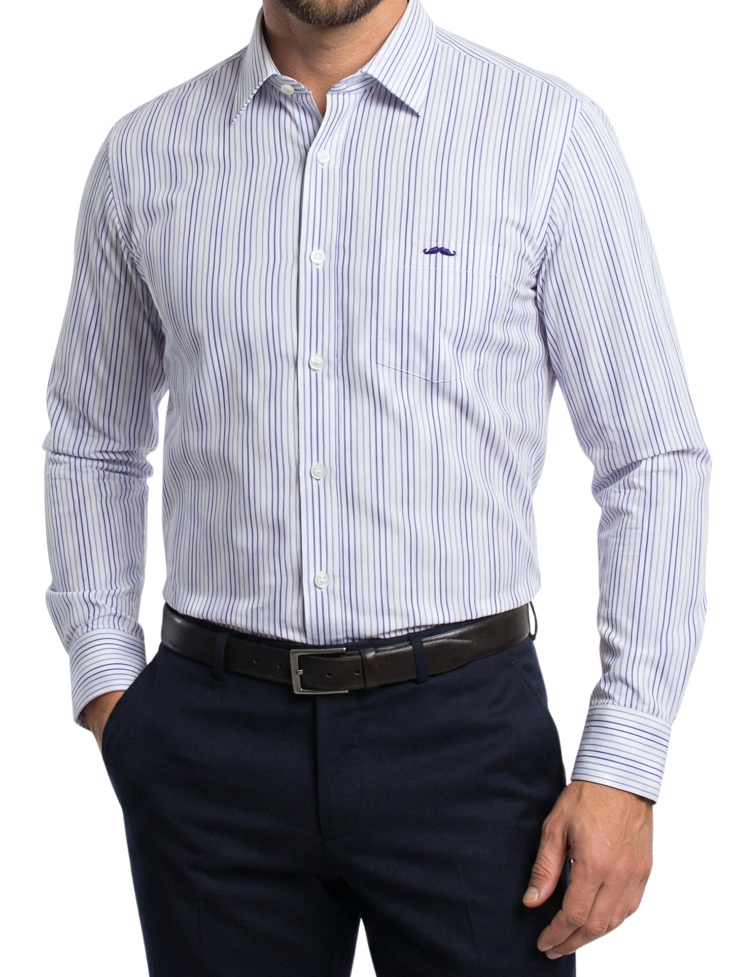 Camisa corte regular - Rayas azul