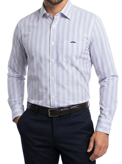 Camisa corte regular - Rayas azul