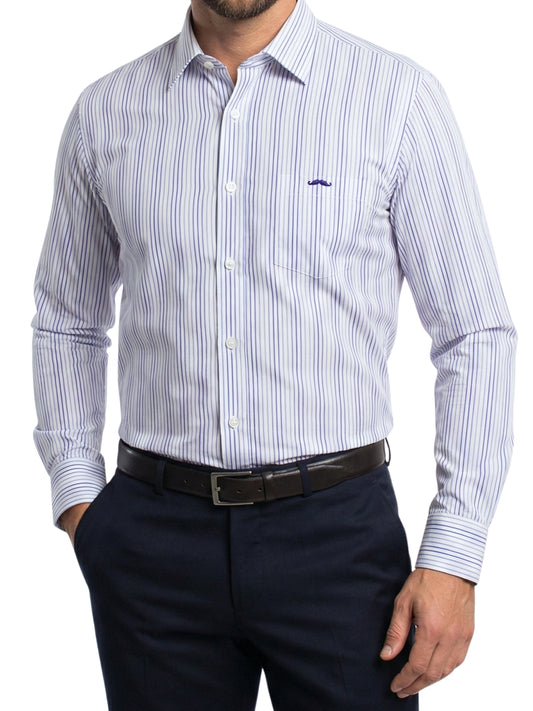 Camisa corte regular - Rayas azul