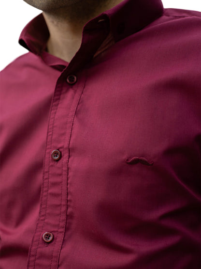 Camisa slim fit - Vino liso