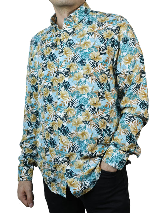 Camisa slim fit - Floreado azul