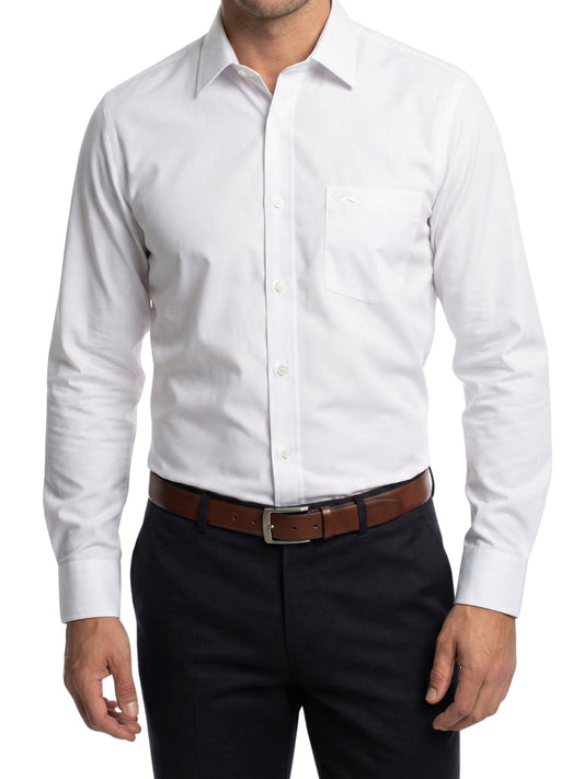 Camisa corte regular - Blanco liso