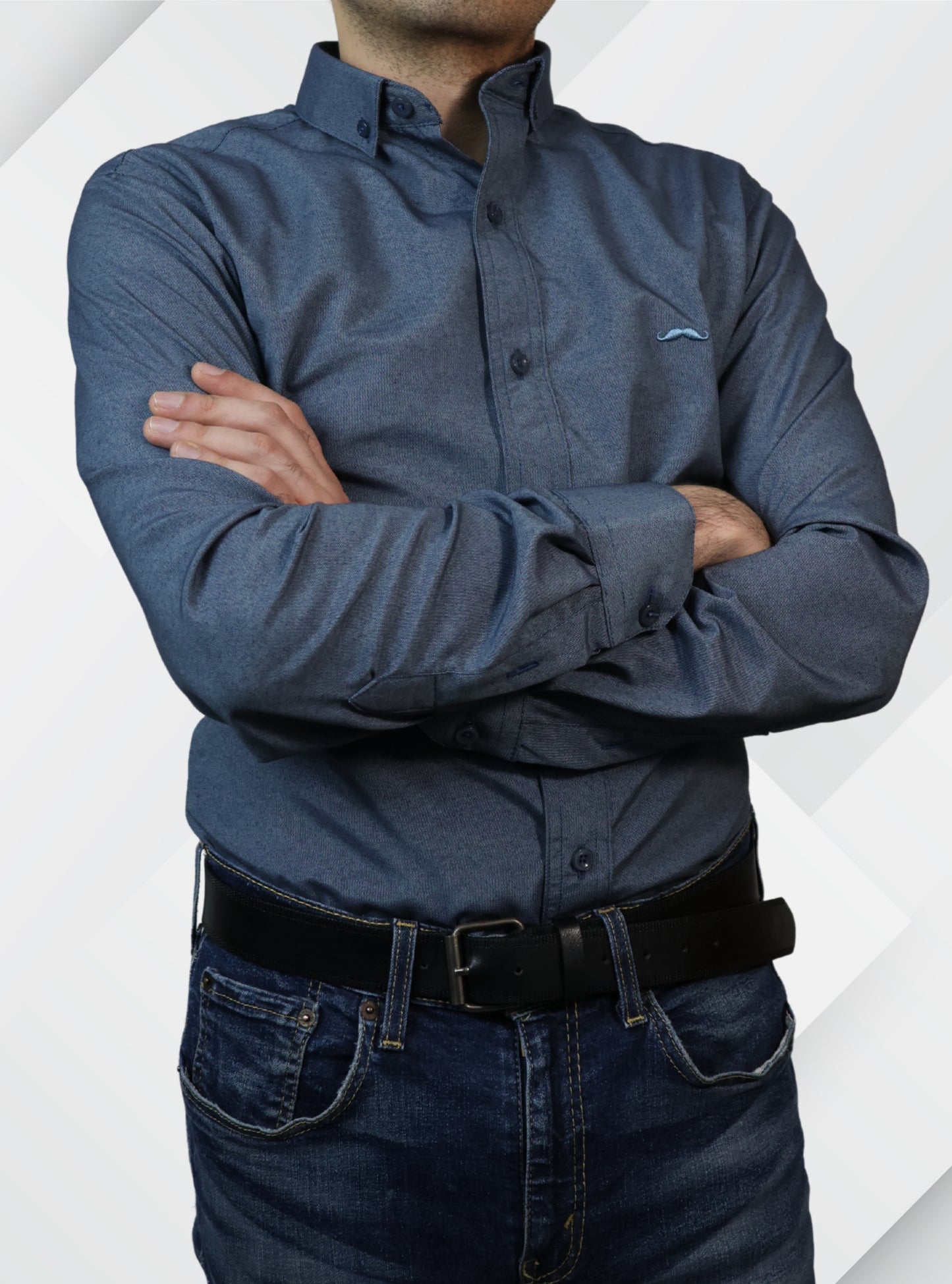 Camisa slim fit - Azul liso