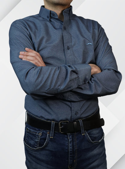 Camisa slim fit - Azul liso