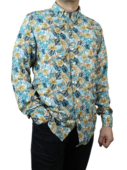 Camisa slim fit - Floreado azul