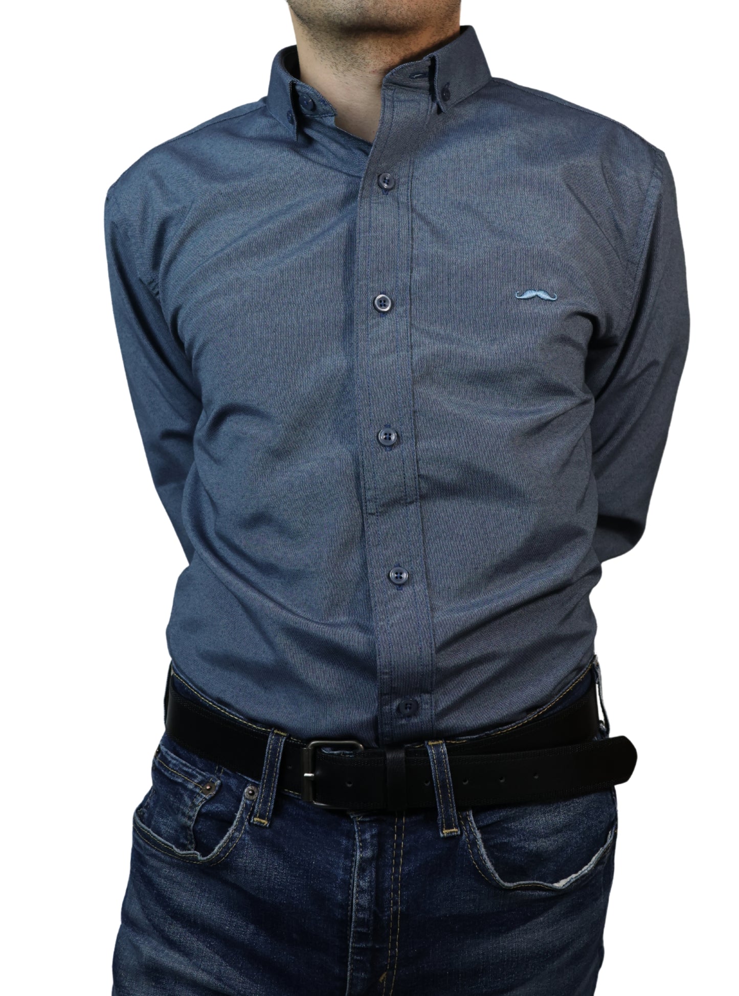 Camisa slim fit - Azul liso