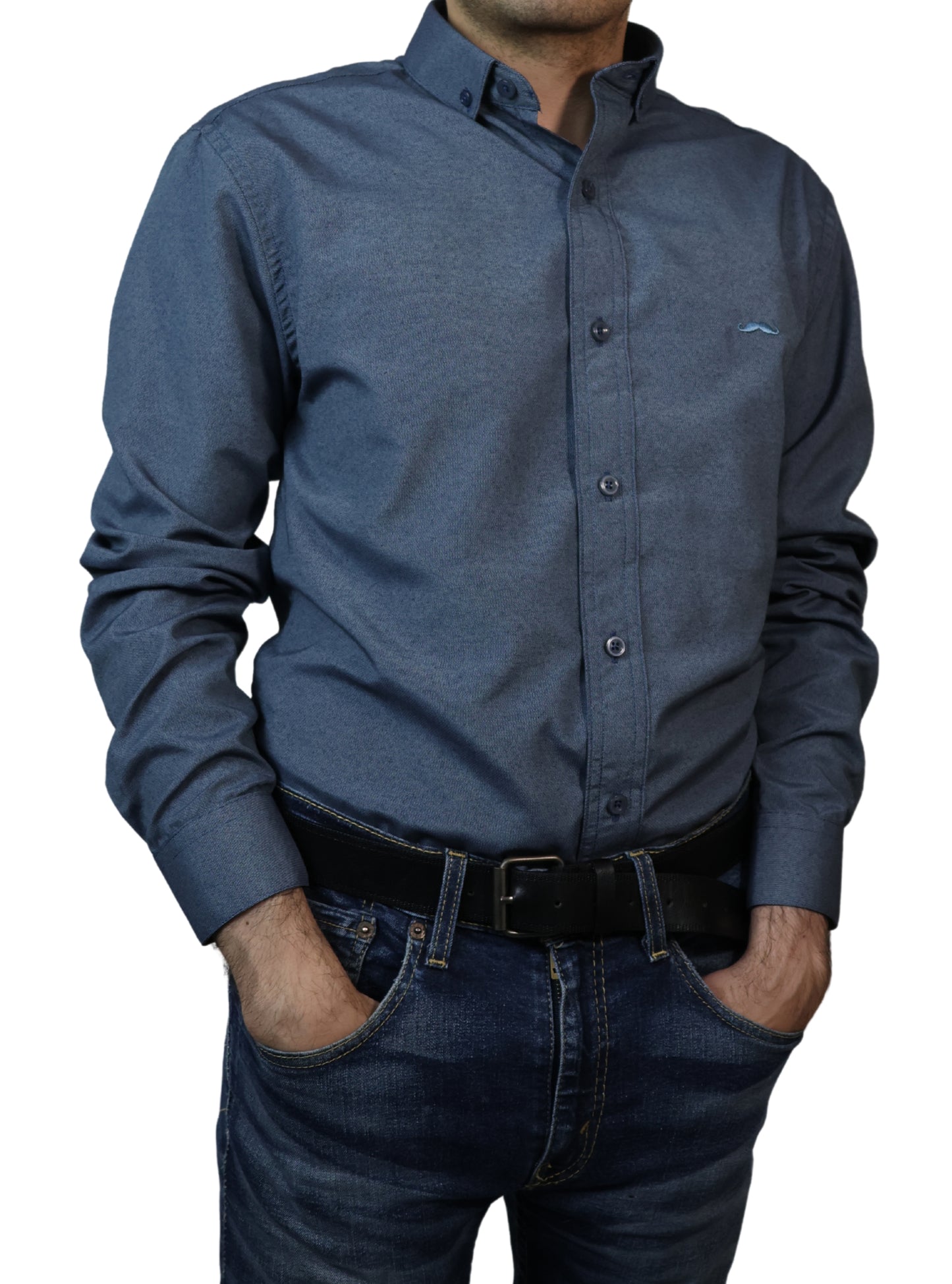 Camisa slim fit - Azul liso