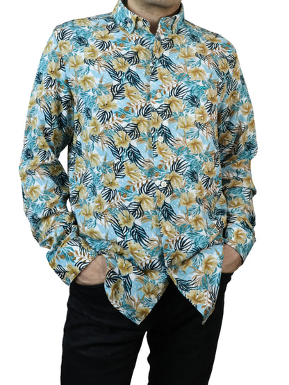 Camisa slim fit - Floreado azul