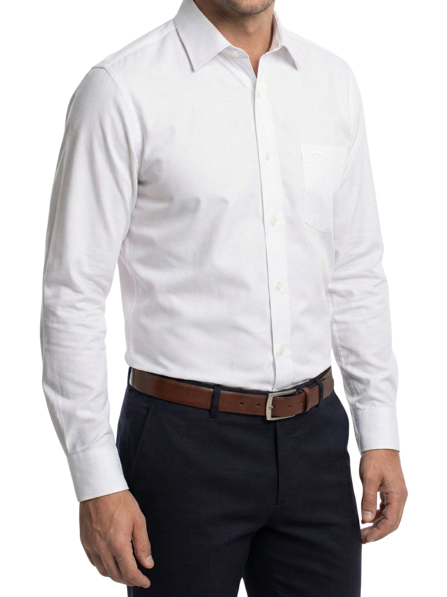 Camisa corte regular - Blanco liso