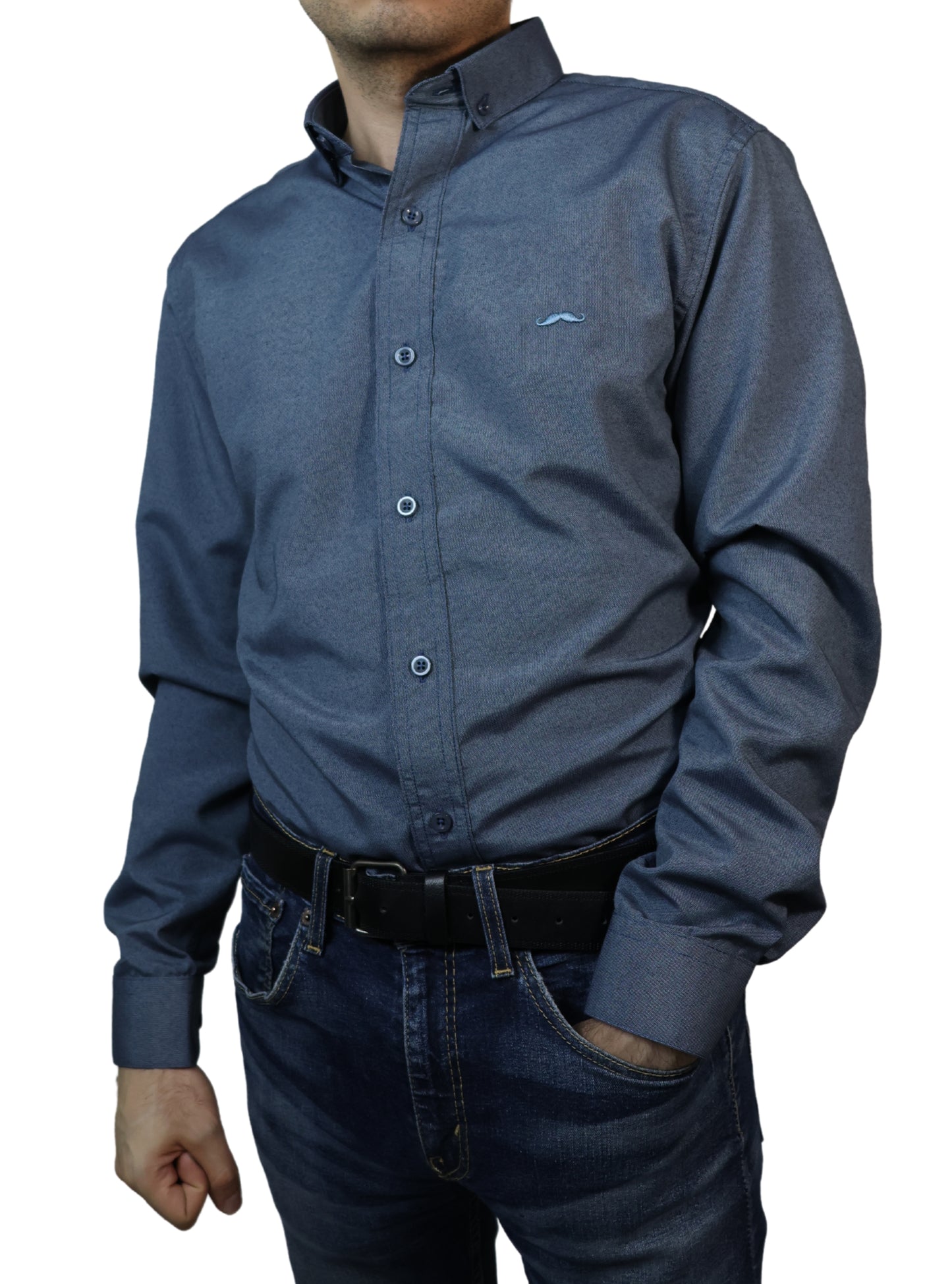 Camisa slim fit - Azul liso