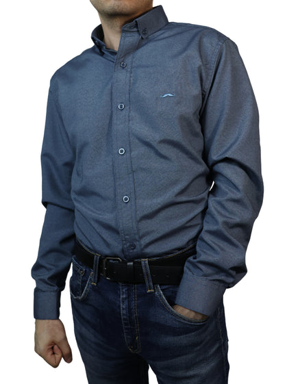 Camisa slim fit - Azul liso