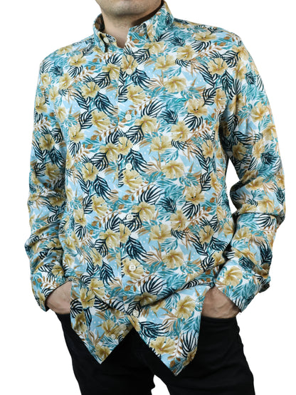 Camisa slim fit - Floreado azul