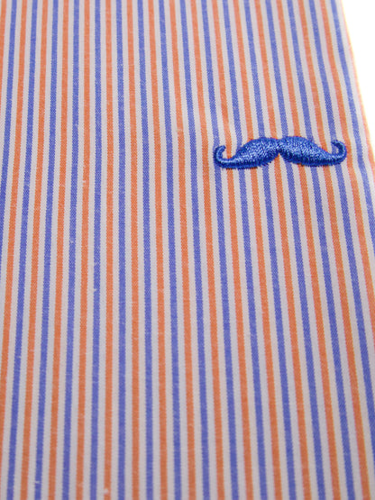 Camisa slim fit - Rayas azul y naranja