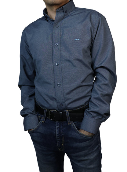 Camisa slim fit - Azul liso