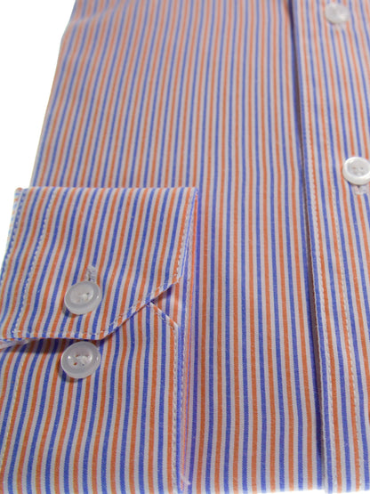 Camisa slim fit - Rayas azul y naranja