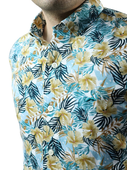 Camisa slim fit - Floreado azul