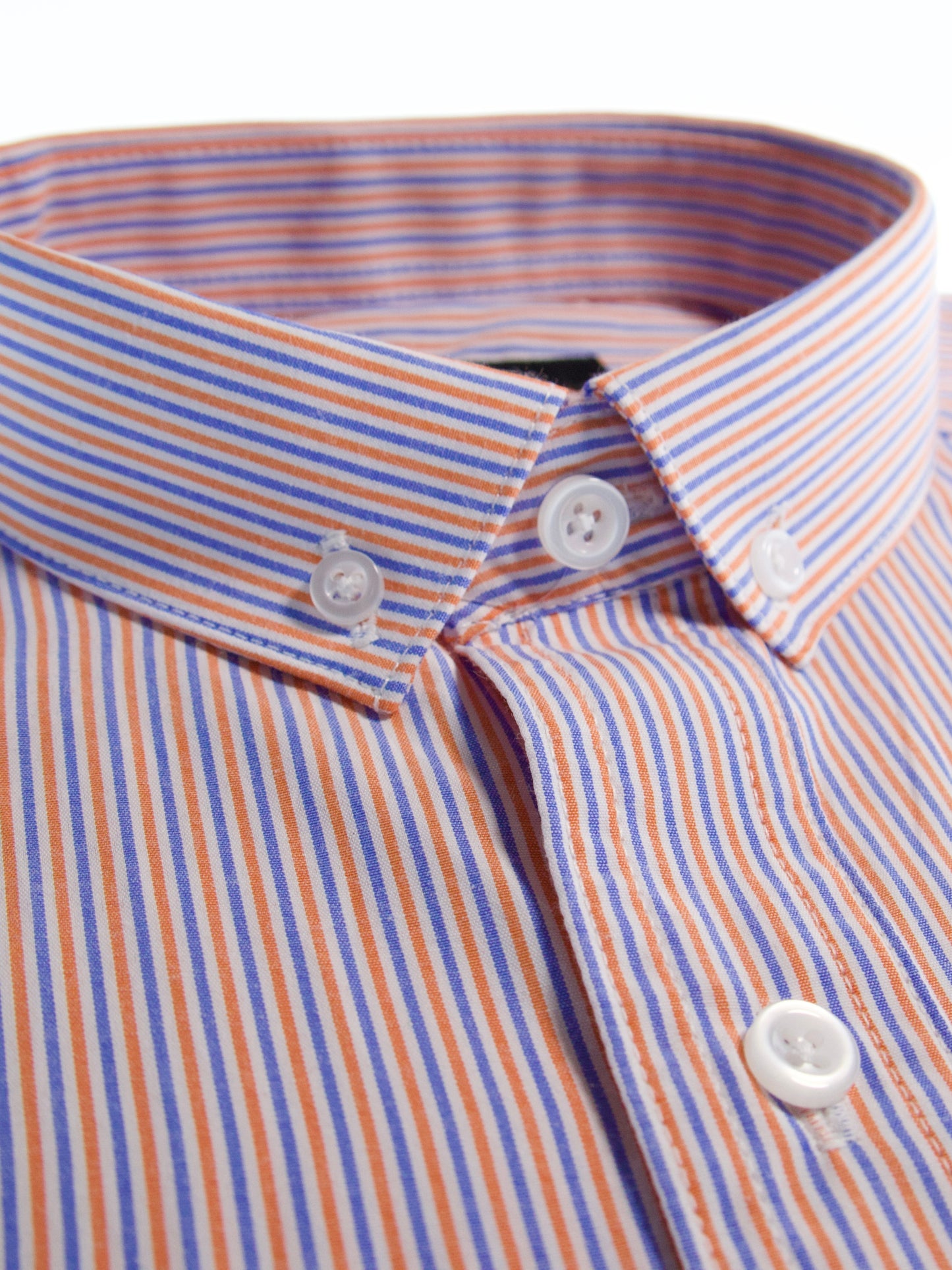 Camisa slim fit - Rayas azul y naranja