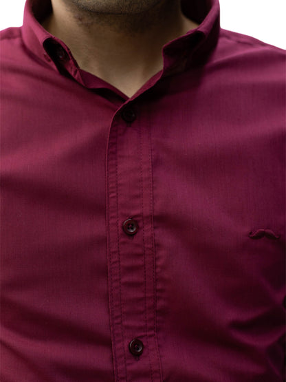 Camisa slim fit - Vino liso