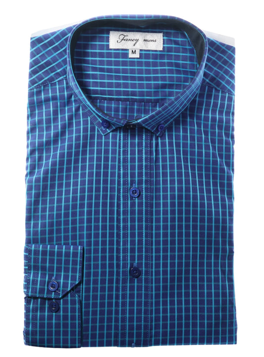 Camisa slim fit - Cuadro azul