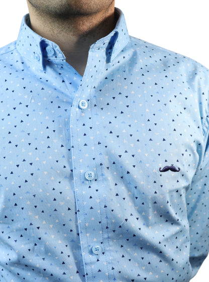 Camisa slim fit - Azul geométrico