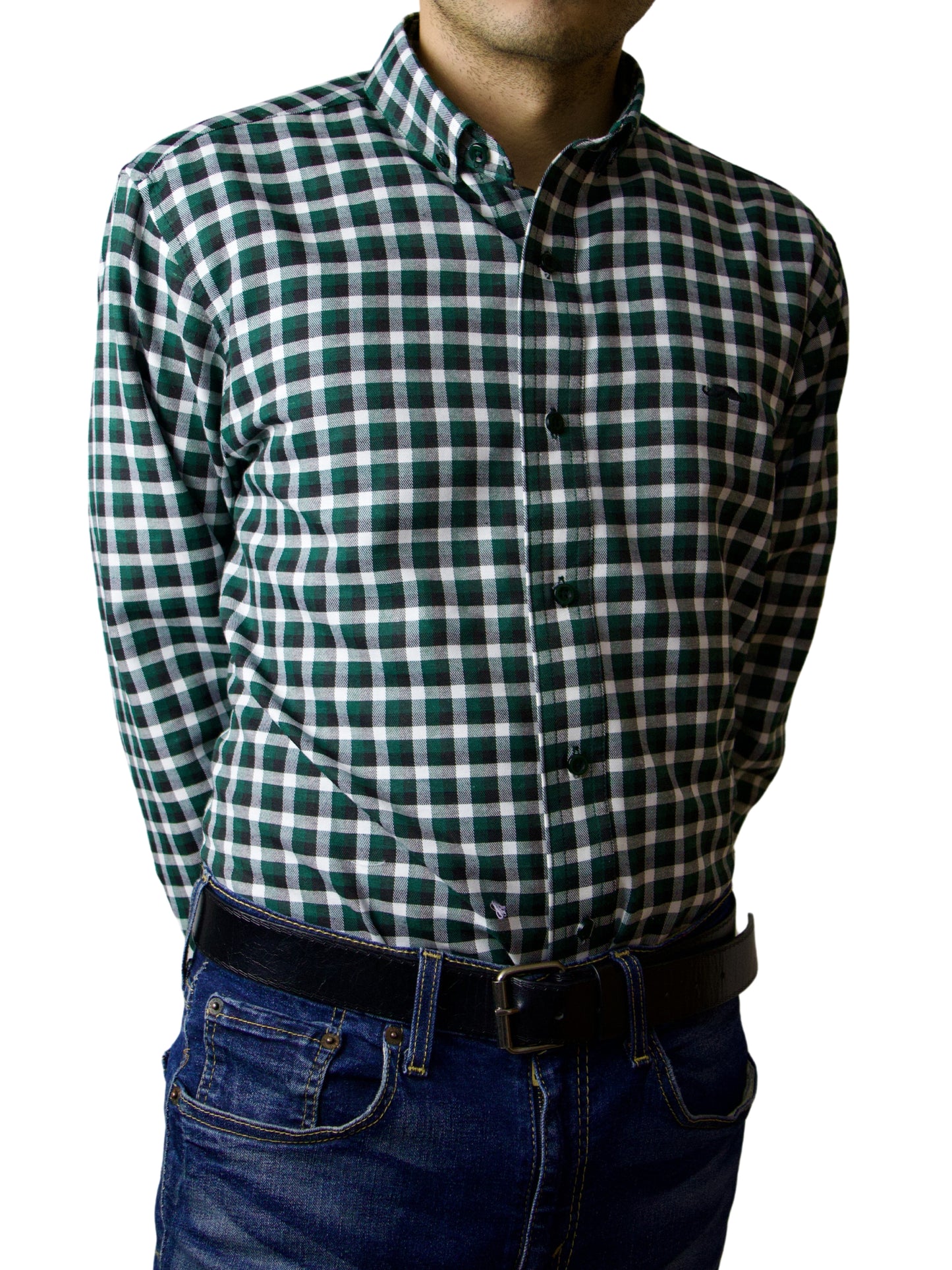 Camisa slim fit - Cuadro verde