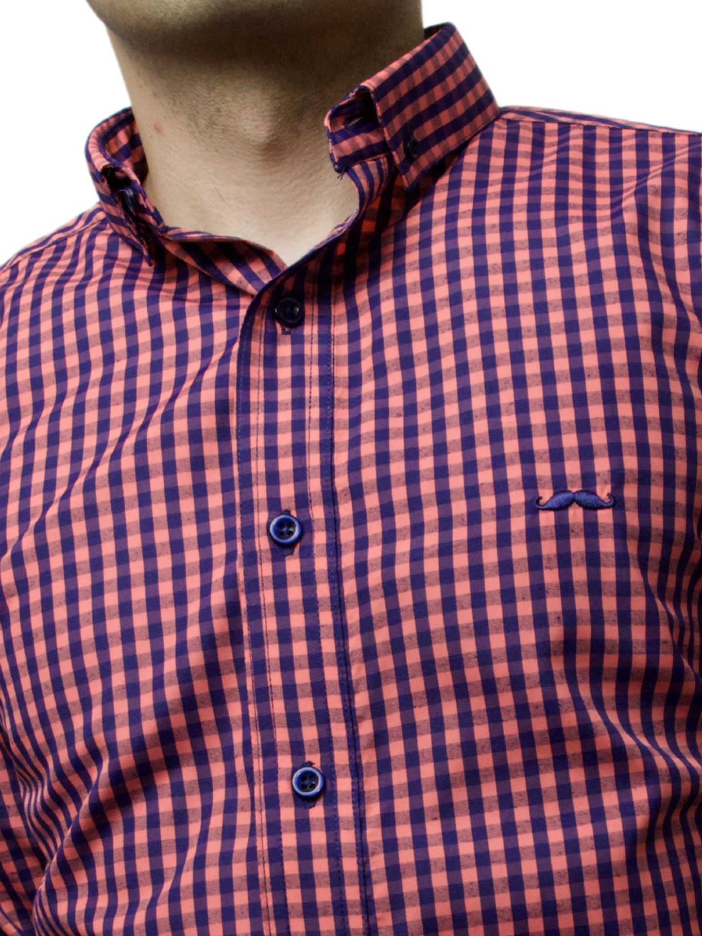 Camisa slim fit - Cuadro salmón