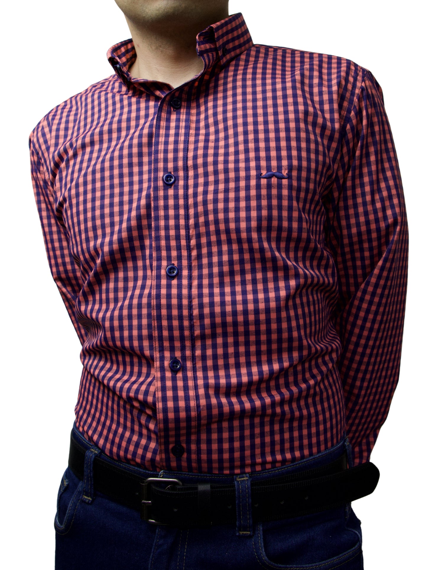 Camisa slim fit - Cuadro salmón