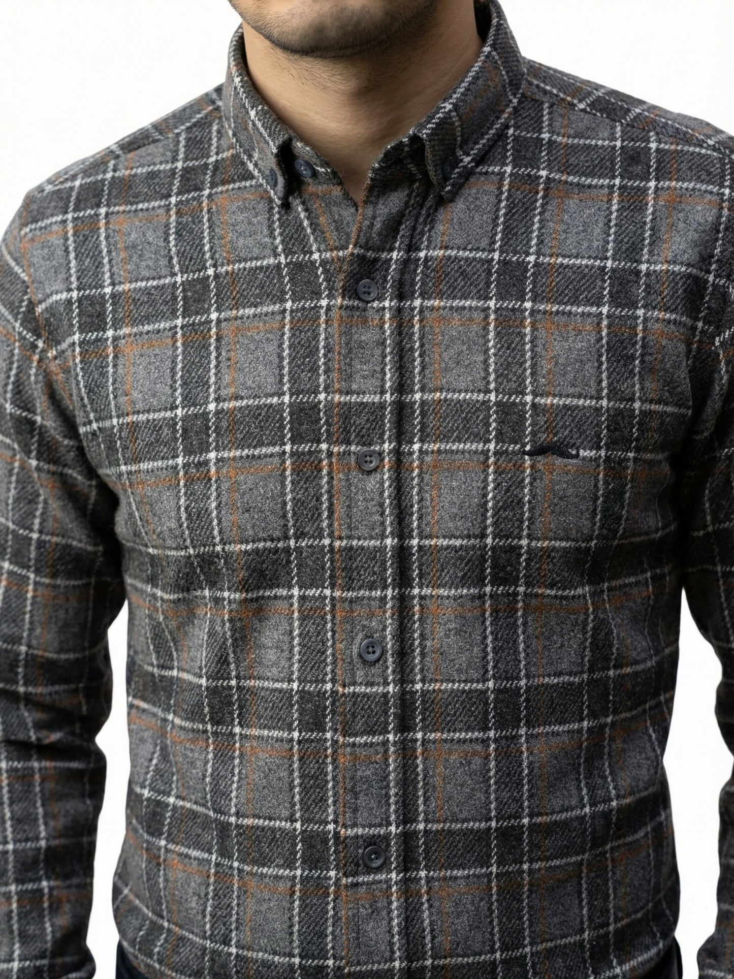 Camisa de lana slim fit - Cuadro gris 2