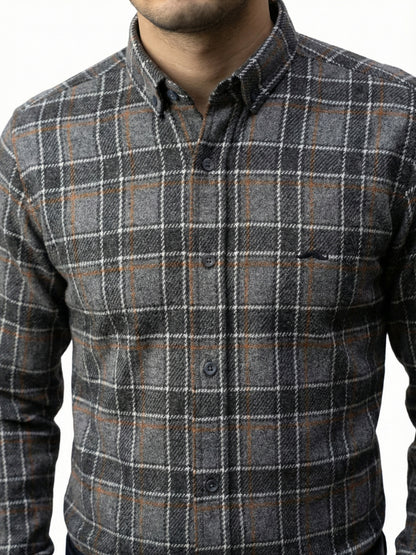 Camisa de lana slim fit - Cuadro gris 2