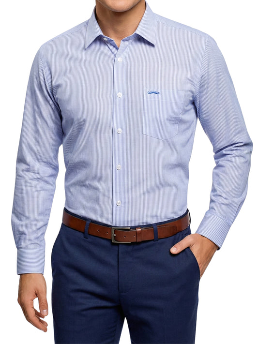 Camisa corte regular - Rayas azul 2