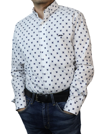 Camisa slim fit - Blanco estampado