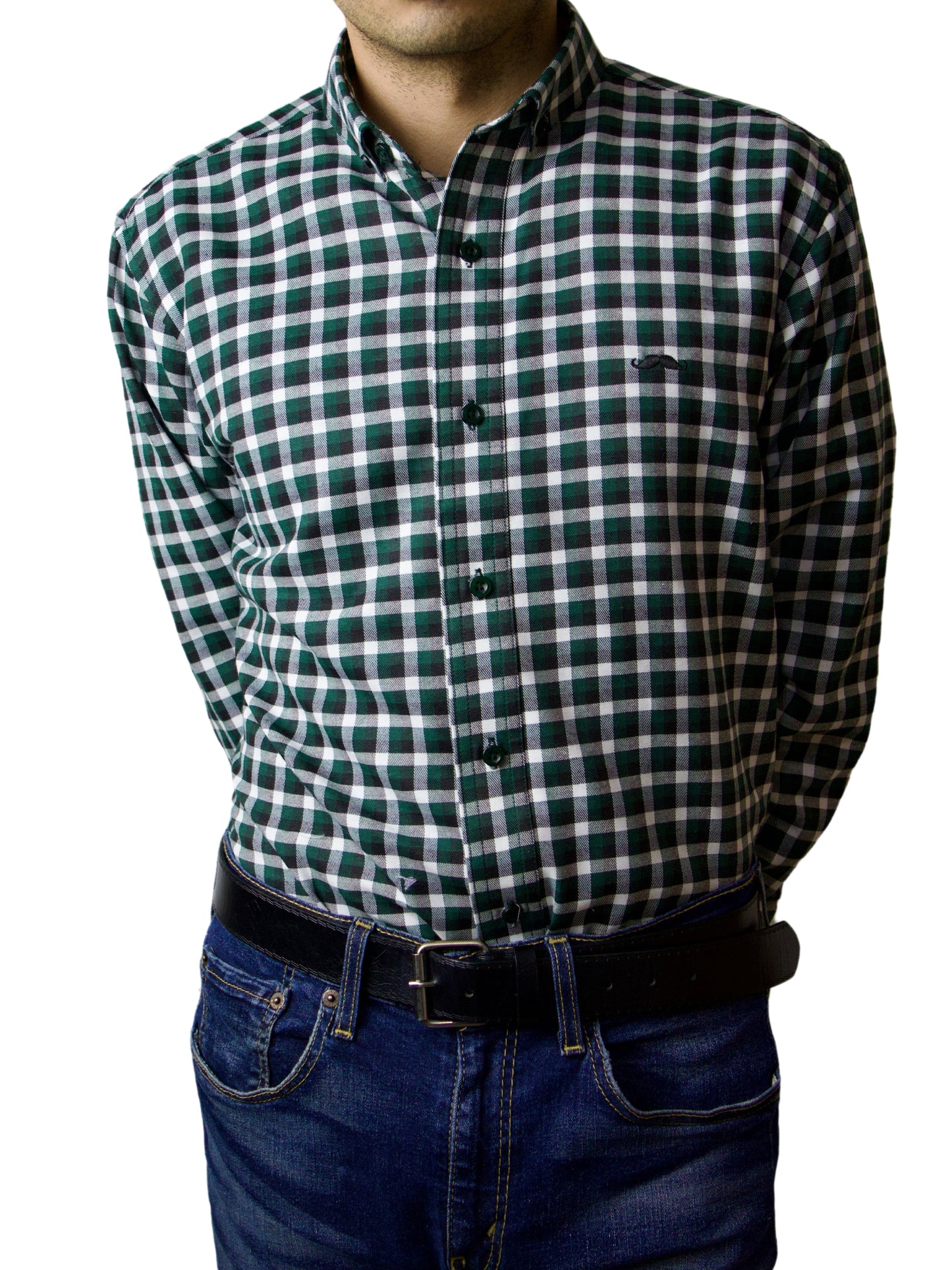 Camisa slim fit - Cuadro verde