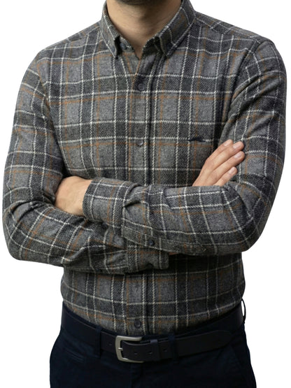 Camisa de lana slim fit - Cuadro gris 2