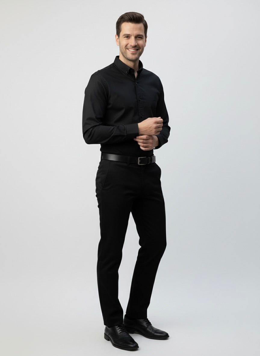 Camisa slim fit - Negro liso