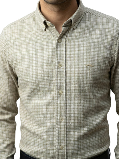 Camisa de lana slim fit - Beige claro