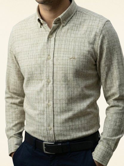 Camisa de lana slim fit - Beige claro