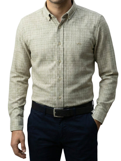 Camisa de lana slim fit - Beige claro