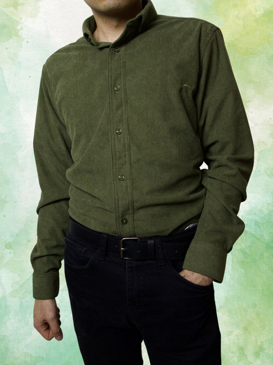 Camisa slim fit - Pana verde