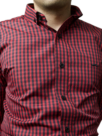Camisa slim fit - Cuadro rojo y negro