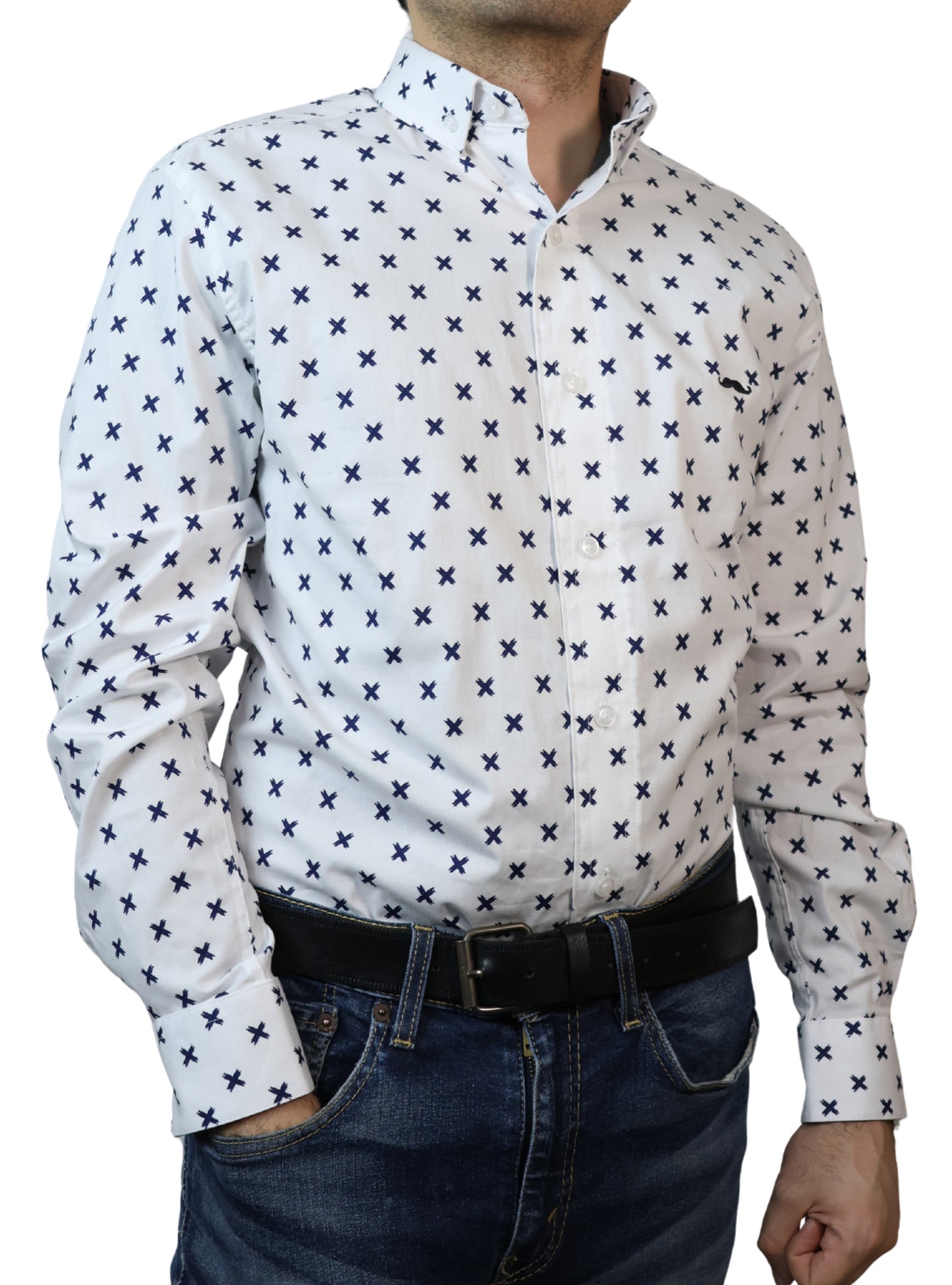 Camisa slim fit - Blanco estampado
