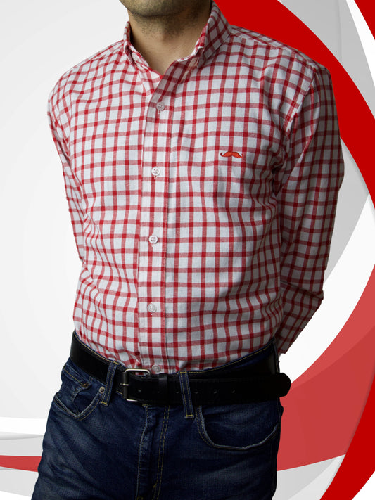 Camisa slim fit - Cuadro rojo